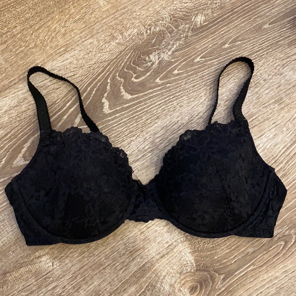 Lily Of France Black Lace Bra 36 D